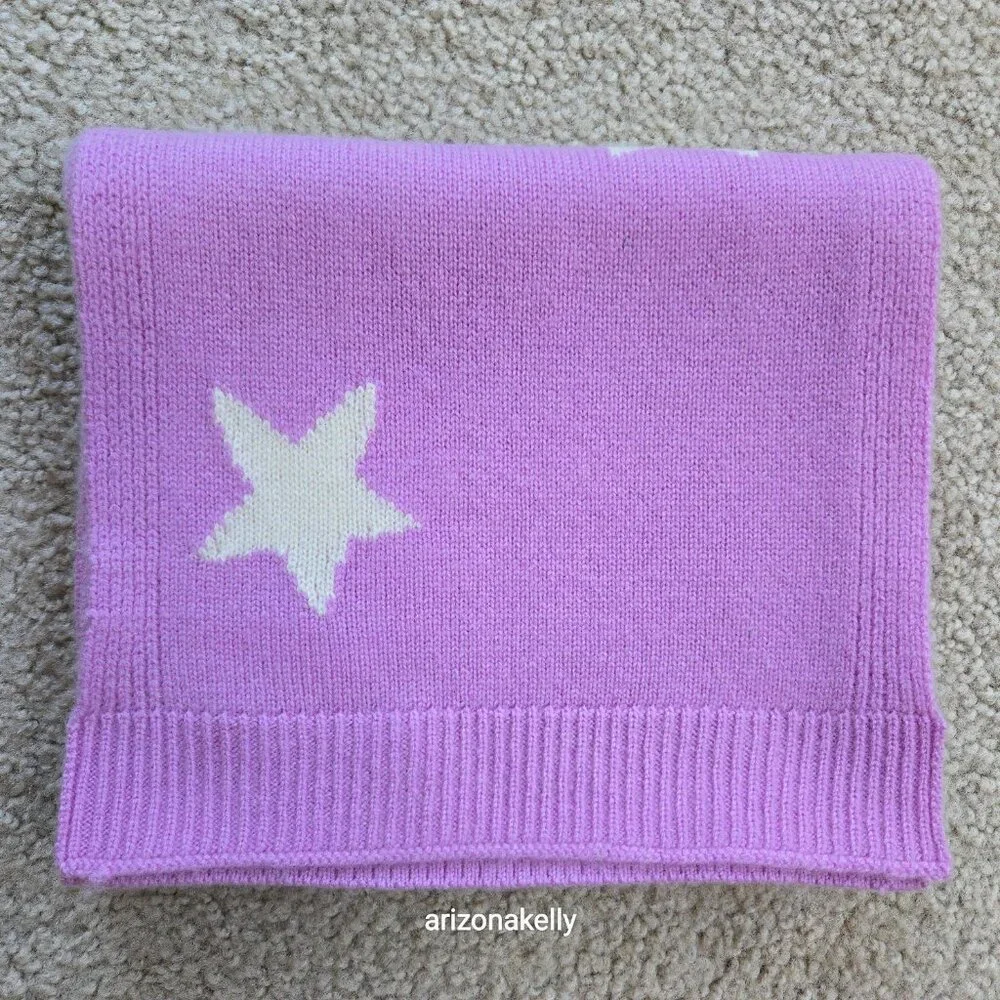 NWT Talbots Cashmere Lavender Scarf with White Stars